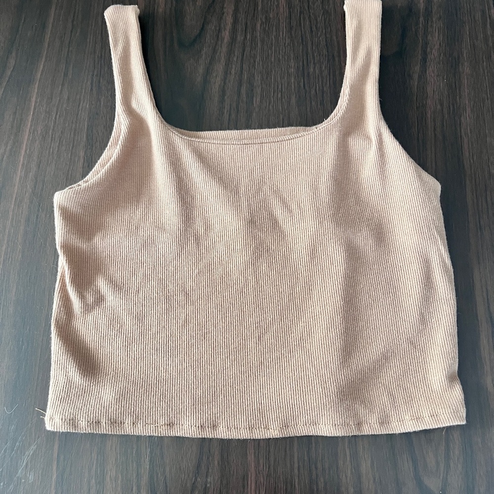 Women's Beige Ribbed Tank Top